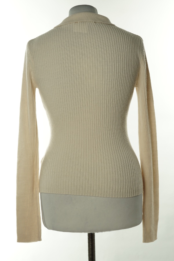 Bluzka sweterkowa kremowa z kołnierzykiem - BRAVE SOUL zdjęcie 2