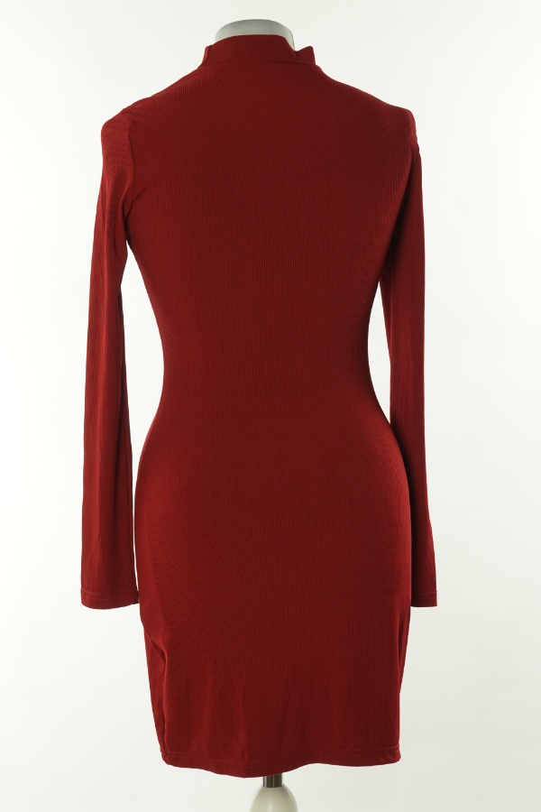 Sukienka czerwona prążkowana - BRAK METKI Z NAZWĄ PRODUCENTA zdjęcie 2