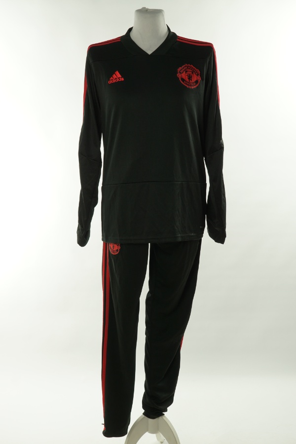 Komplet dresowy czarny z czerwonymi wstawkami - ADIDAS zdjęcie 1