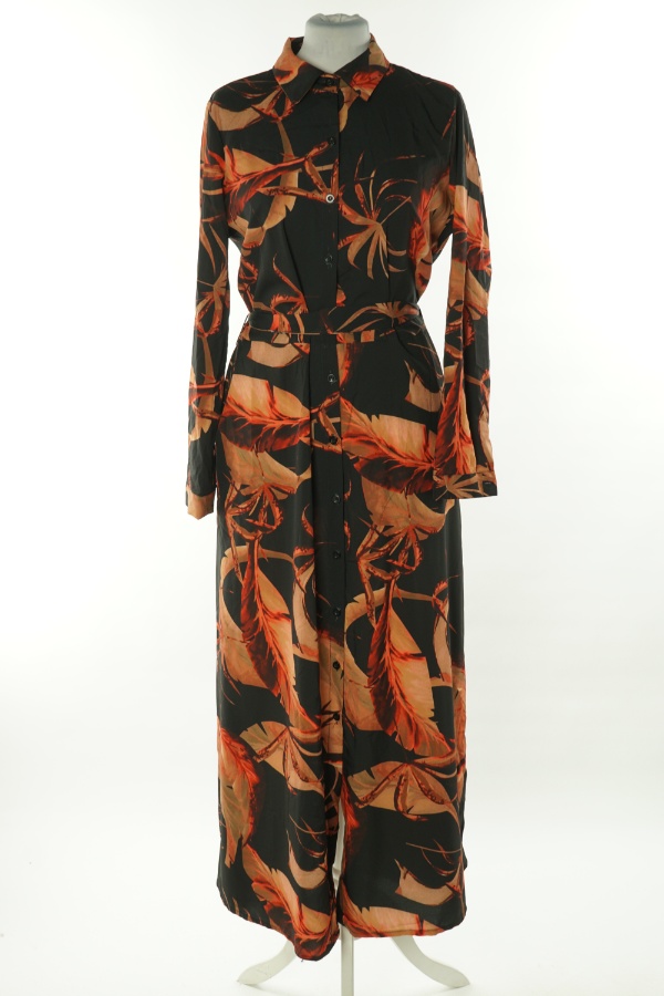 Sukienka czarna w pomarańczowo-brązowe wzory - KATE & PIPPA zdjęcie 1