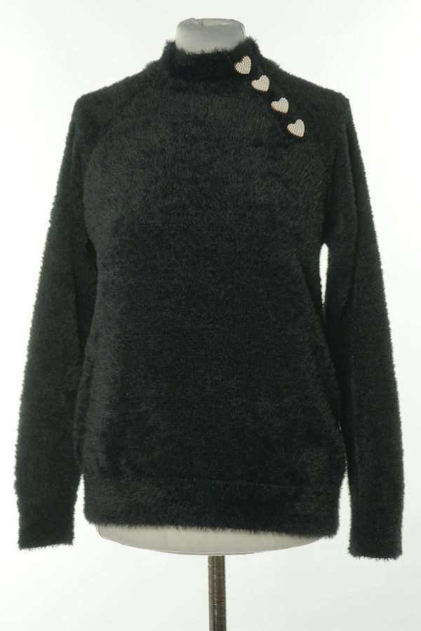 Sweter czarny z guzikami w serca - SAVIDA zdjęcie 1