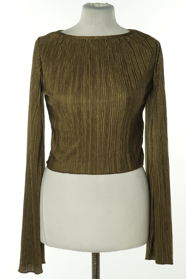 Bluzka brązowa prążkowana - NA-KD zdjęcie 1