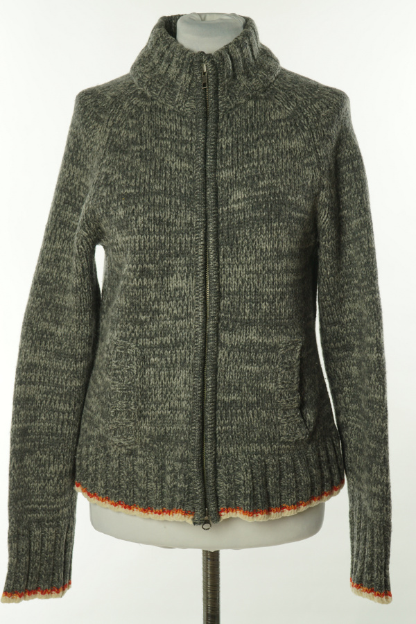 Kardigan grafitowy melanż zapinany na suwak - GAP zdjęcie 1