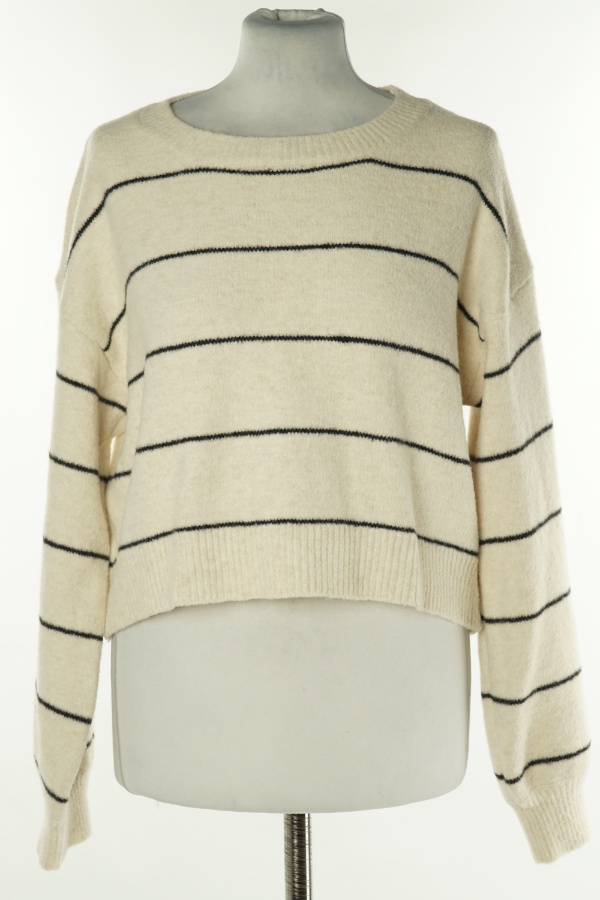 Sweter kremowy w cienkie czarne paski - SHEIN zdjęcie 1