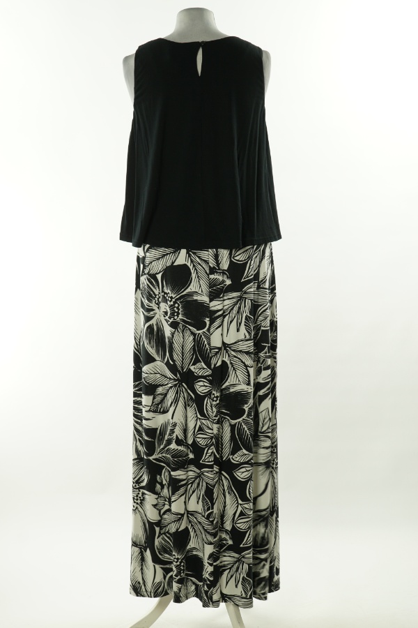 Sukienka czarno-biała w kwiaty - ROMAN zdjęcie 2