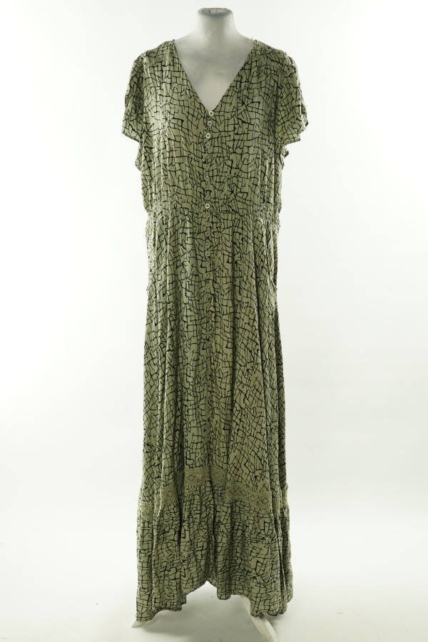 Sukienka zielona w czarne wzory - ROMAN zdjęcie 1