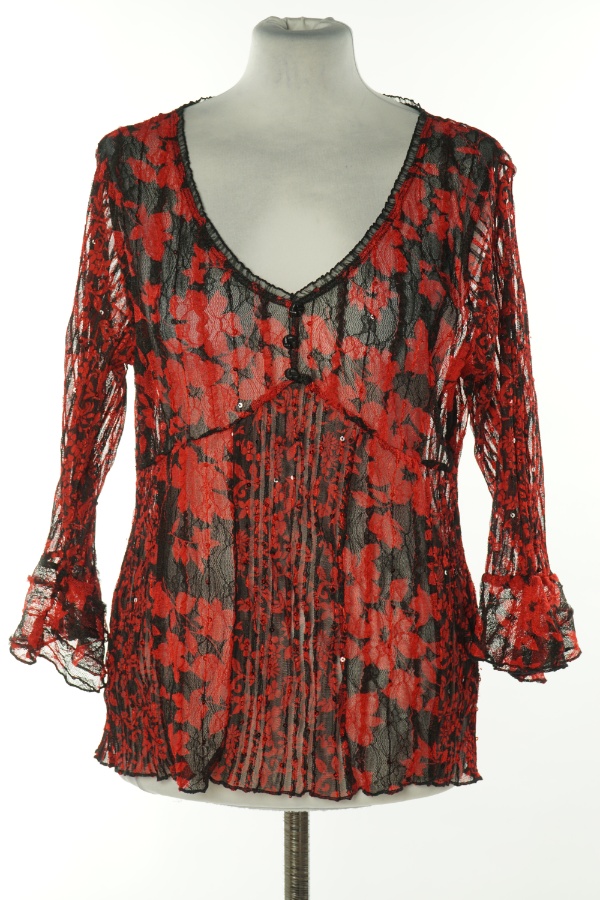 Bluzka czerwono-czarna prześwitująca - PER UNA zdjęcie 1