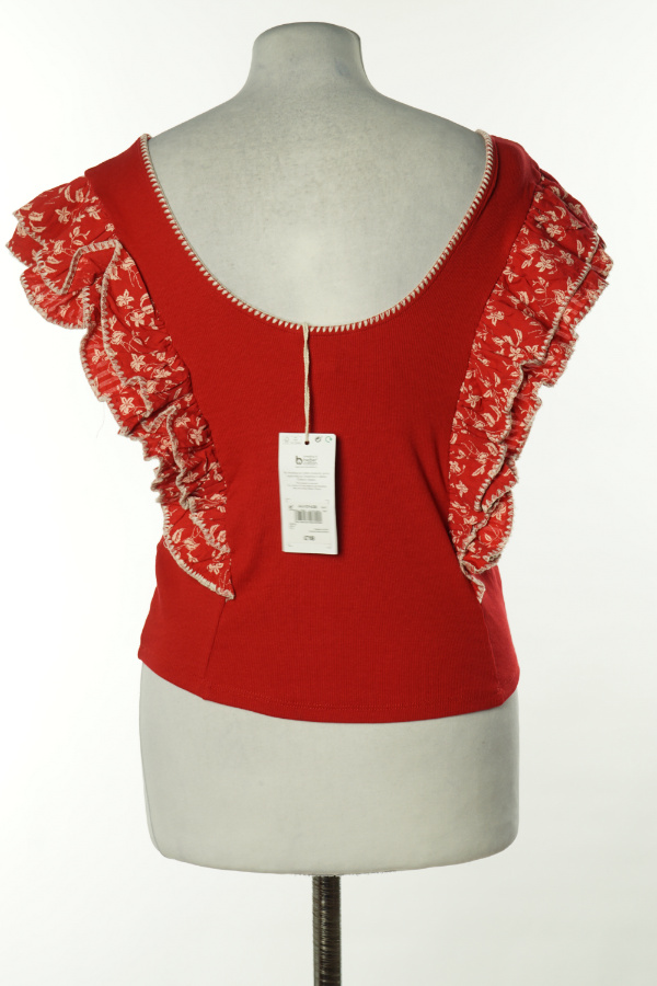 Top czerwony prążkowany z falbankami - NEXT zdjęcie 2