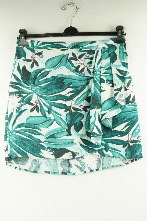 Spódnica biało-zielona liściasta, H&M - H&M zdjęcie 1