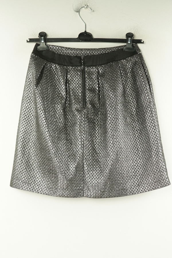 Spódnica materiałowa srebrna połyskująca - RESERVED zdjęcie 2