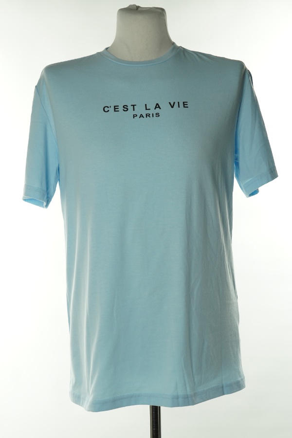 Koszulka błękitna napis - SHEIN zdjęcie 1