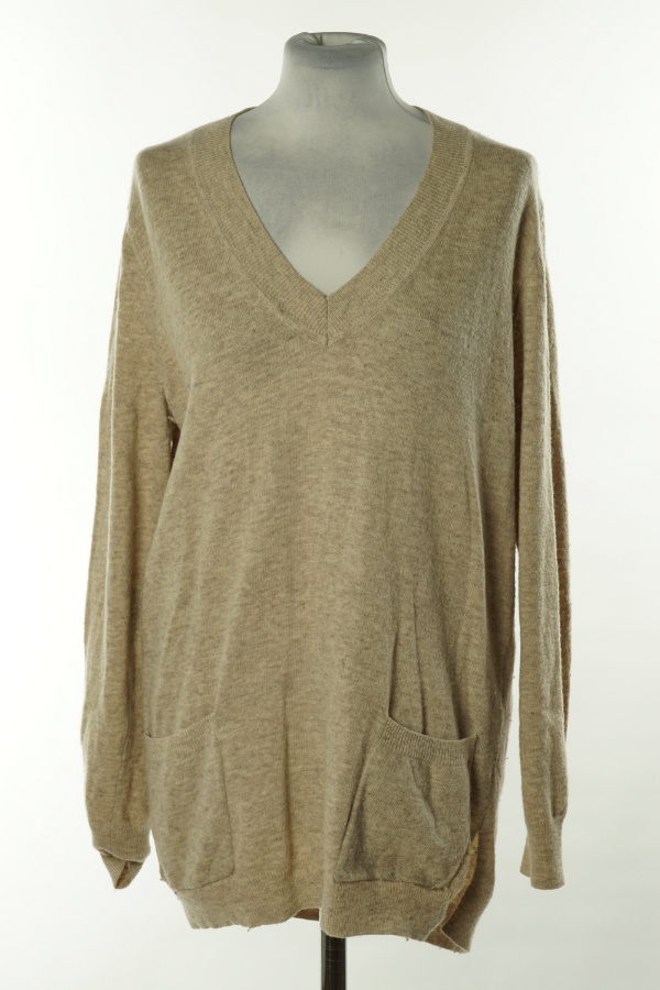 Sweter beżowy z kieszeniami wełniany - NEXT zdjęcie 1