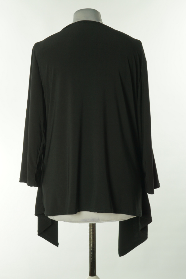 Bluzka czarna z beżową wstawką w cętki - ROMAN zdjęcie 2