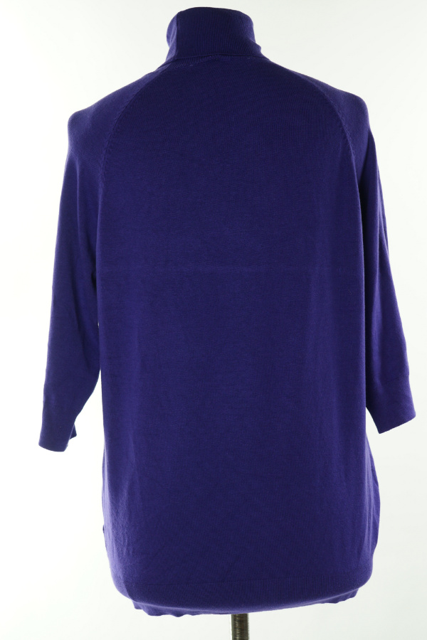 Sweter golf fioletowy z 3/4 rękawem - BRAK METKI Z NAZWĄ PRODUCENTA zdjęcie 2