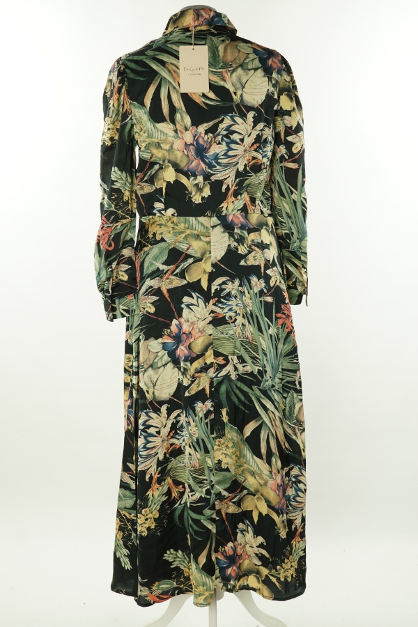 Sukienka czarna w beżowo-zielone wzory - KEEP AWAY zdjęcie 2