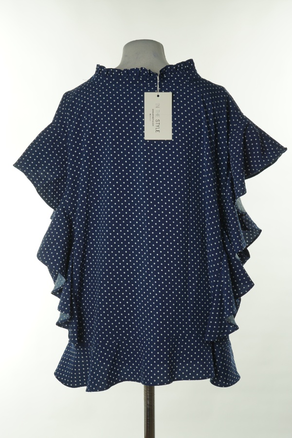 Bluzka granatowa w białe kropki - IN THE STYLE zdjęcie 2