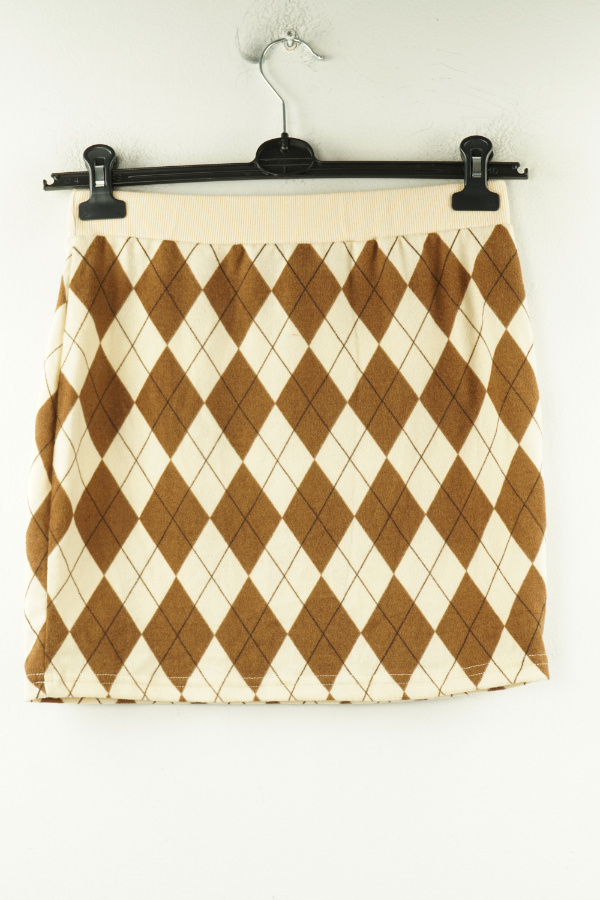 Spódnica beżowo - brązowa w geometryczny wzór - SHEIN zdjęcie 2