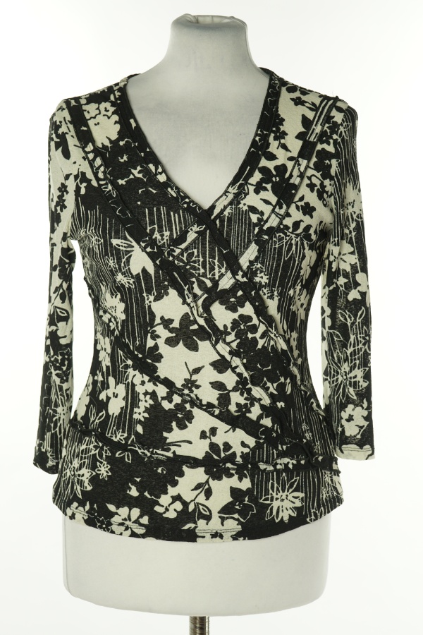 Bluzka czarno-biała w kwiaty - PETITE MINOSA zdjęcie 1