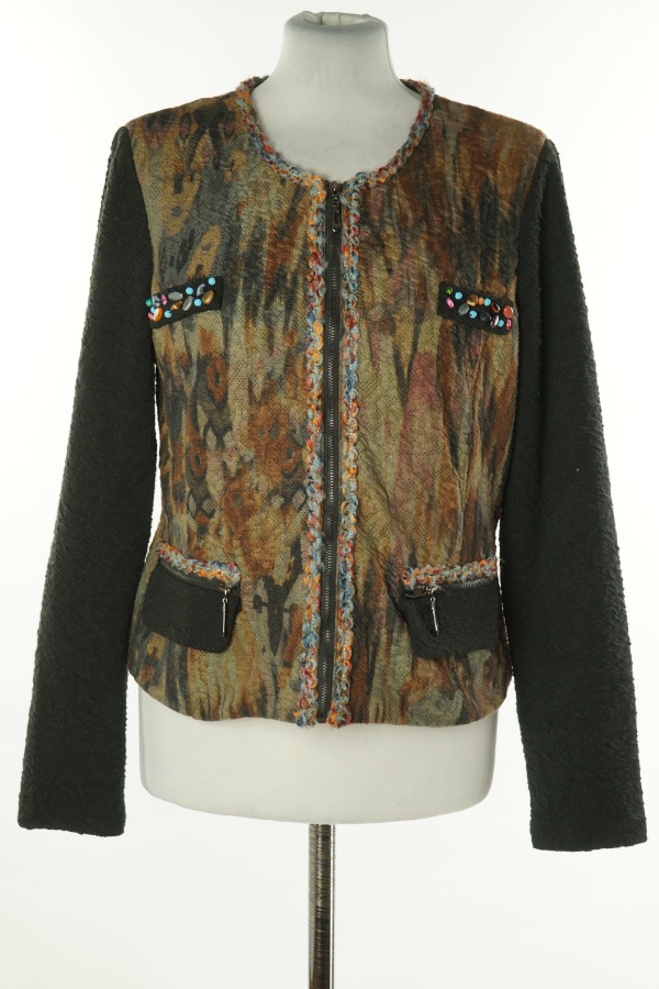 Żakiet brązowo-zielone na suwak - SOGGO zdjęcie 1