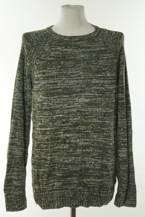 Sweter zielono biały melanż (100% Bawełna)    H&M - H&M zdjęcie 1