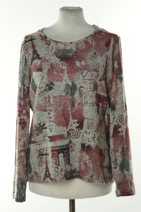 Bluzka szara w bordowe wzory - JOPHIE zdjęcie 2