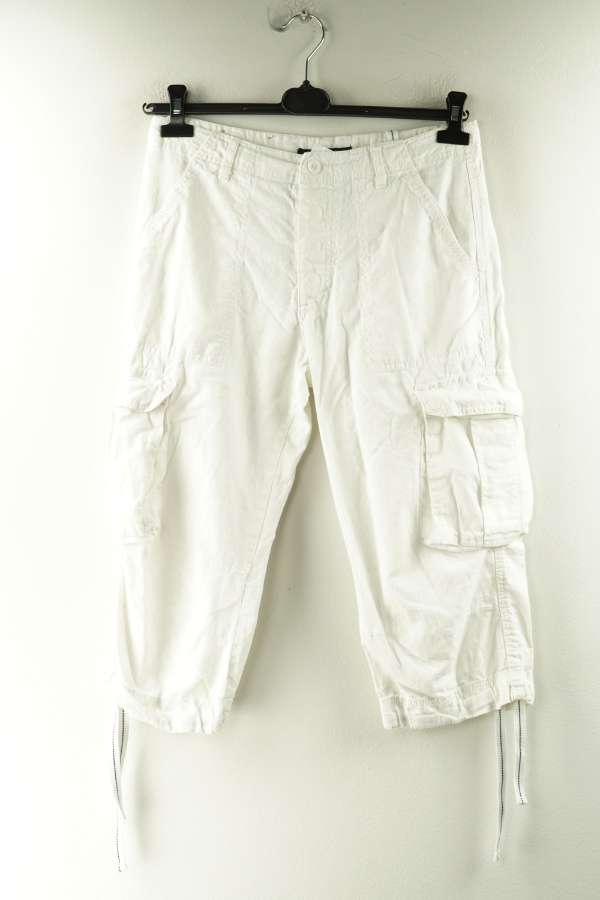 Spodnie materiałowe białe 3/4 (55%lnu) - DENIM CO zdjęcie 1