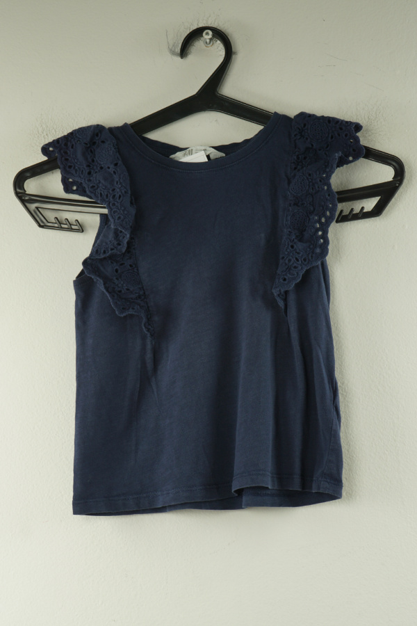 Bluzka granatowa z ażurowymi wstawkami H&M - H&M zdjęcie 1