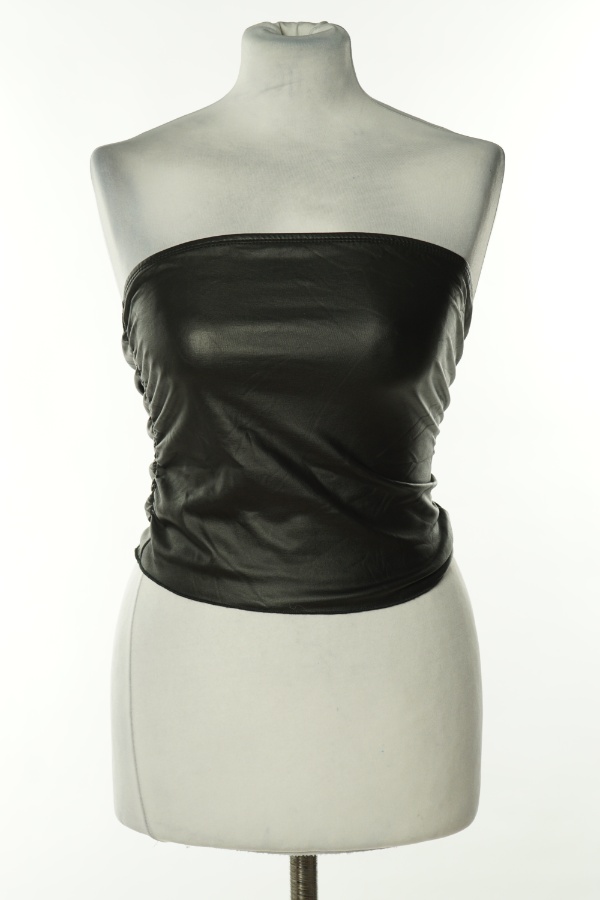 Top czarny ekoskóra - SHEIN zdjęcie 1