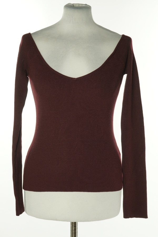 Bluzka bordowa prążkowana - H&M zdjęcie 1