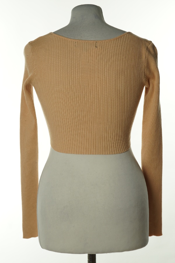 Top sweterkowy beżowy prążkowany - MISSGUIDED zdjęcie 2