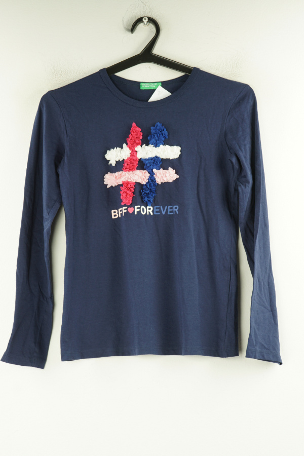 Bluzka granatowa z napisem - UNITED COLORS OF BENETTON zdjęcie 1