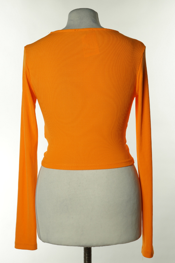 Top pomarańczowy prążkowany z wycięciem - AMISU zdjęcie 2