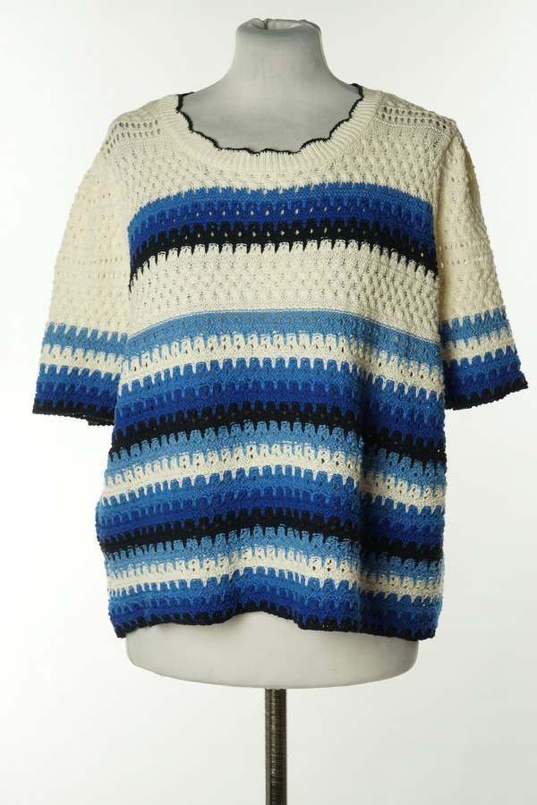 Bluzka sweterkowa biało - niebieska - SAVIDA zdjęcie 1