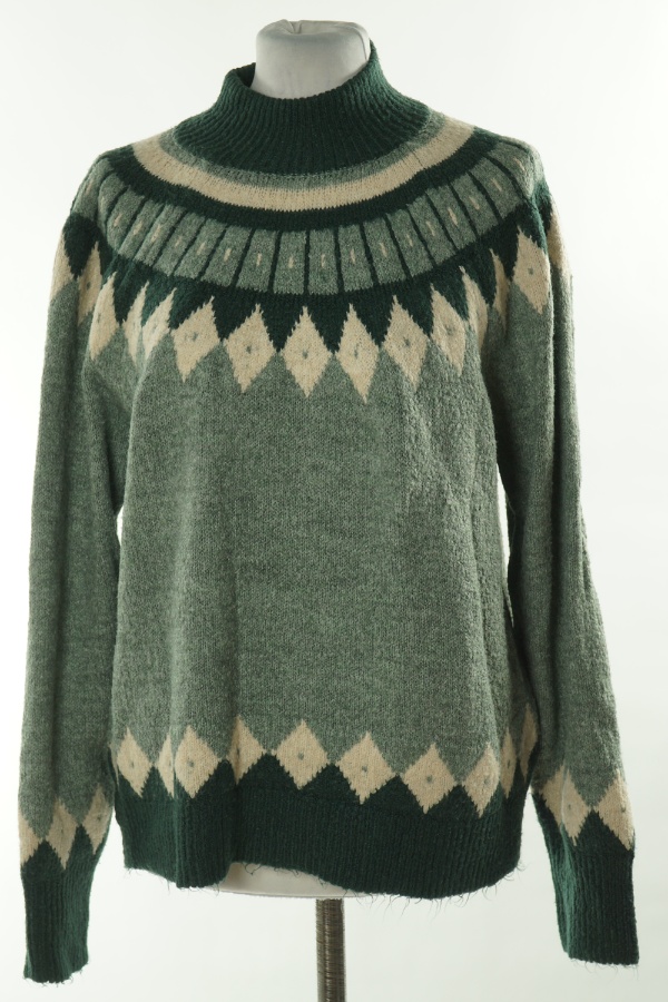 Sweter wzorzysty w odcieniach zieleni - STUDIO zdjęcie 1