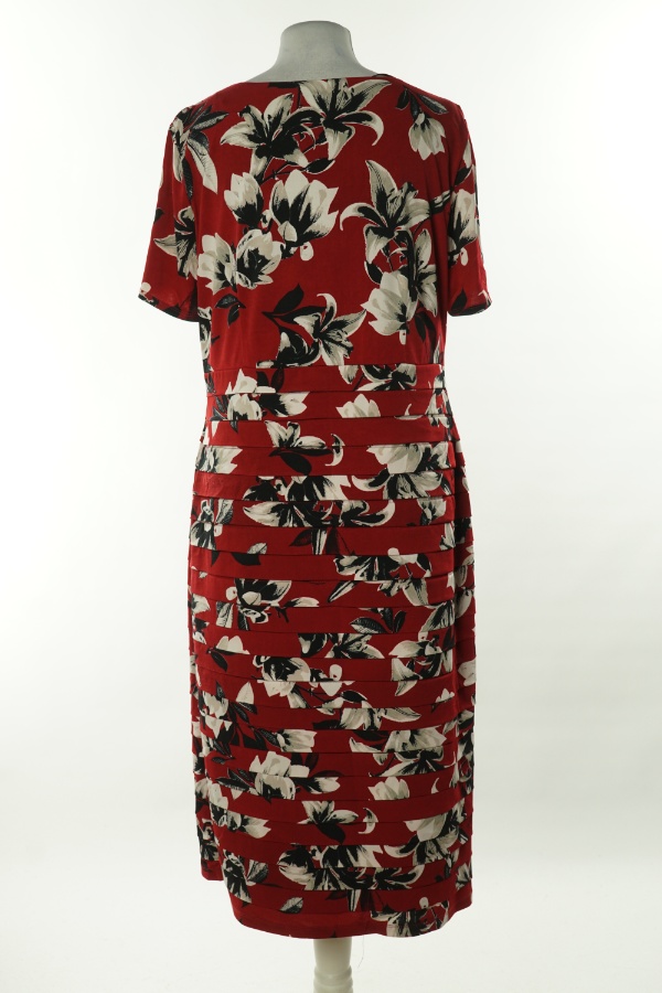 Sukienka czerwona w kwiaty - DAVID EMANUEL zdjęcie 2
