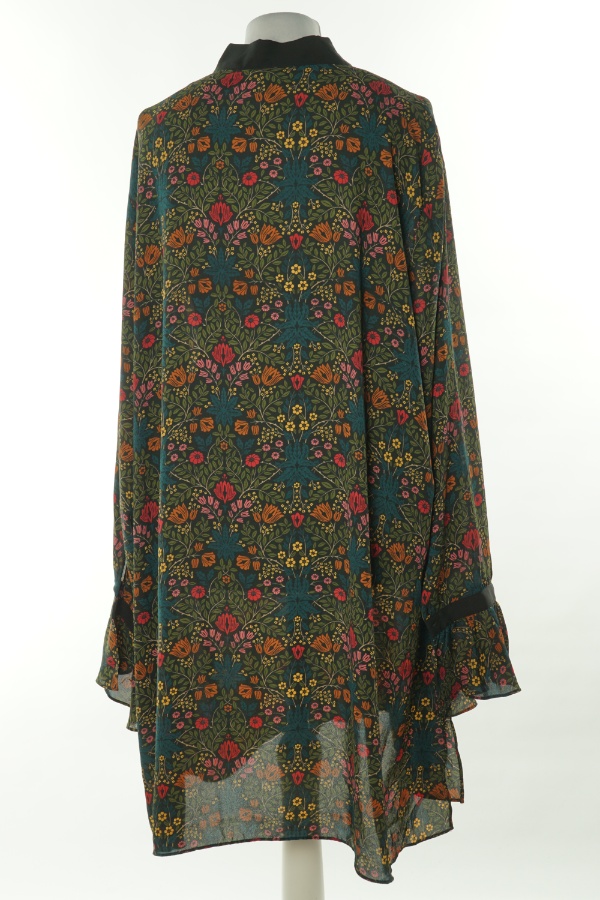 Bluzka czarna w kwiaty z wiązaniem, H&M - H&M zdjęcie 2