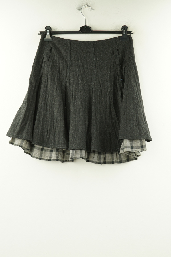 Spódnica grafitowa z kraciastą wstawką - PROMOD zdjęcie 2