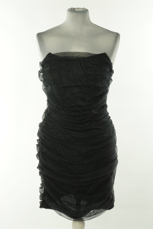 Sukienka czarna z siateczkowym wierzchem - PRETTYLITTLETHING zdjęcie 1