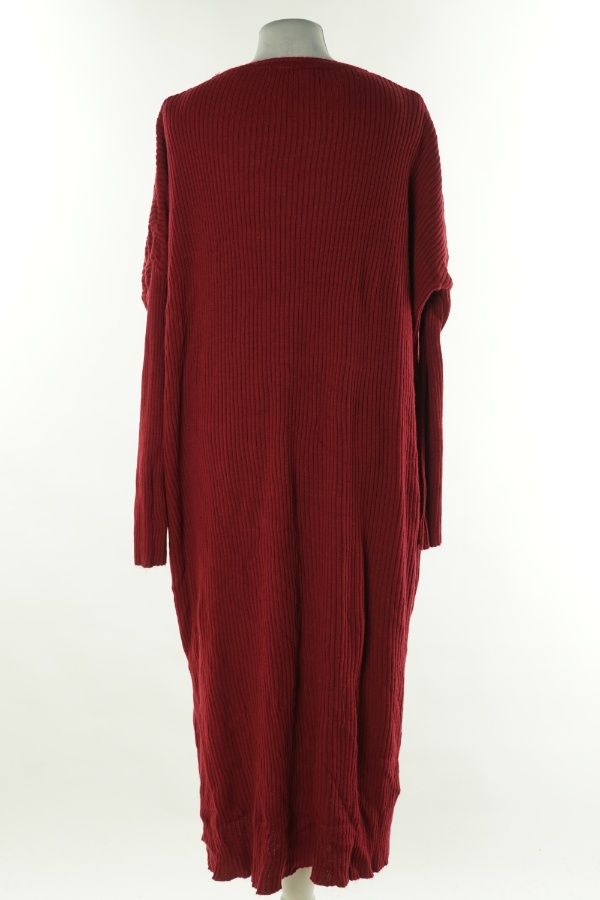 Sukienka bordowa prążkowana sweterkowa - EBRULIMM zdjęcie 2