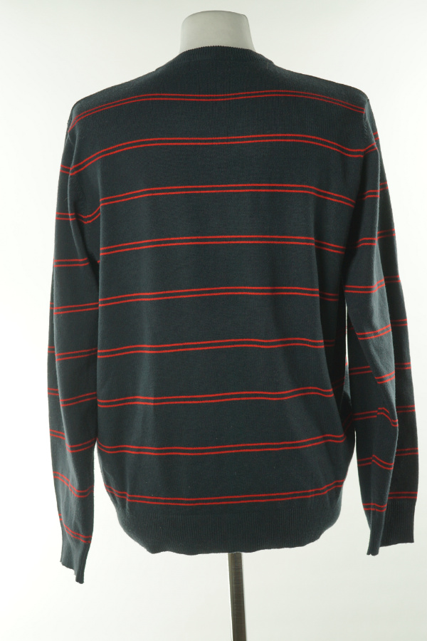 Sweter granatowy w czerwone paski - MARKS & SPENCER zdjęcie 2