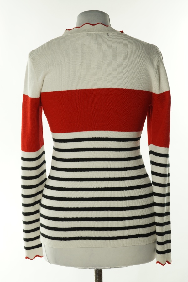 Sweter biały w czarno-czerwone paski - NEW LOOK zdjęcie 2