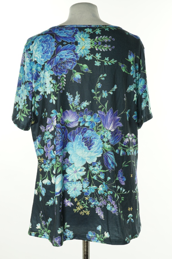 Koszulka granatowa w kwiaty - BRAK METKI Z NAZWĄ PRODUCENTA zdjęcie 2