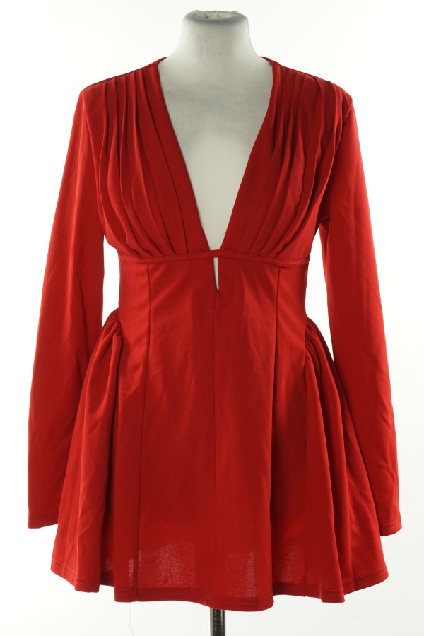 Sukienka czerwona z dekoltem V - SHEIN zdjęcie 1