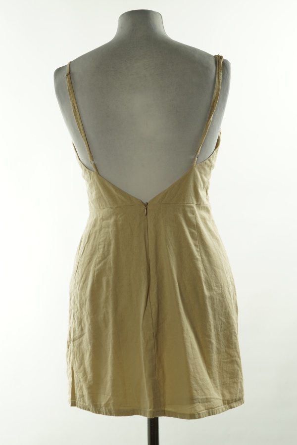 Sukienka beżowa bawełniana, BERSHKA - BERSHKA zdjęcie 2