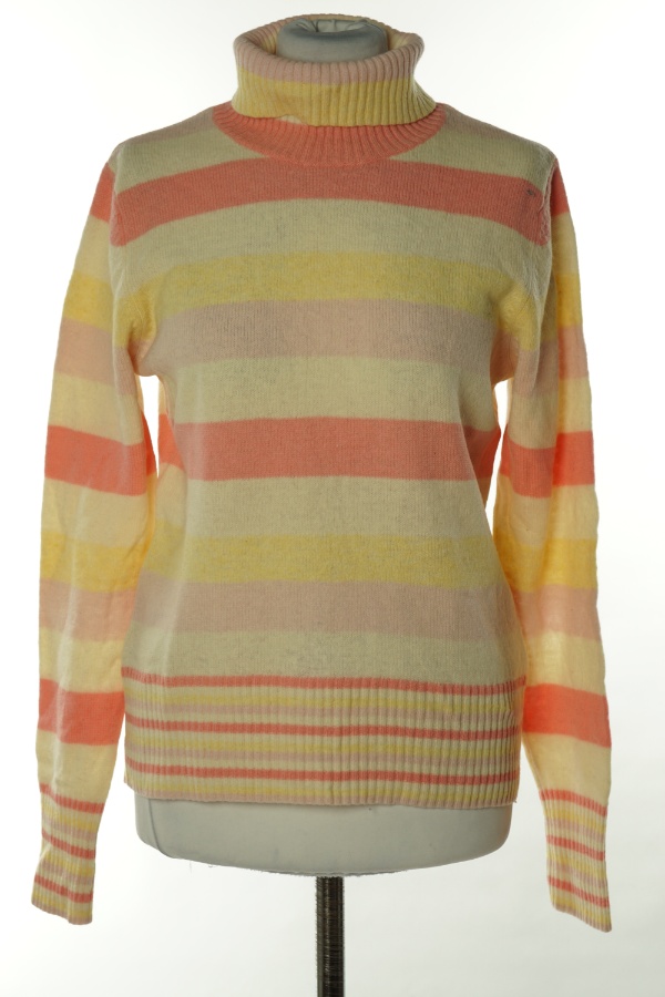 Sweter żółto-różowy pastelowy w paski wełniany - M&S zdjęcie 1