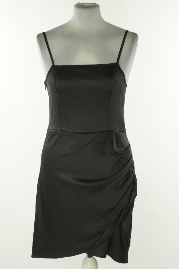 Sukienka czarna połyskująca z drapowaniem - SHEIN zdjęcie 1