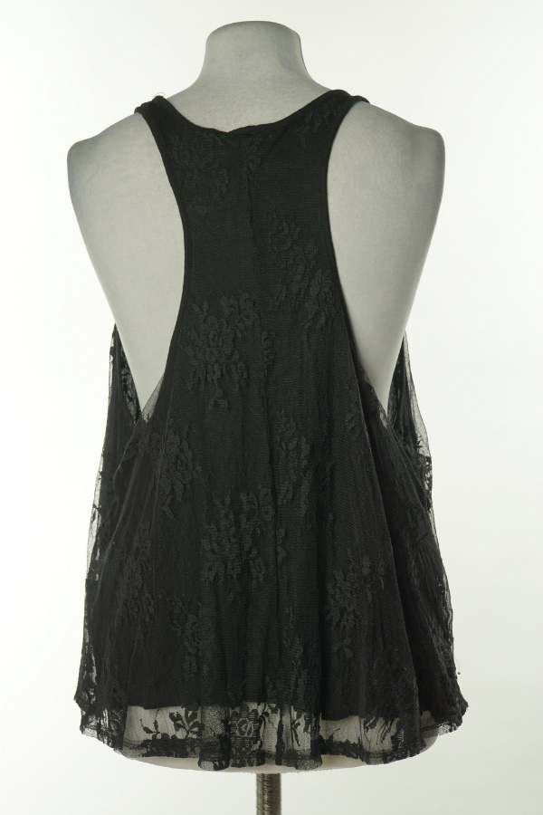 Bluzka czarna z koronkowym wierzchem - H&M zdjęcie 2