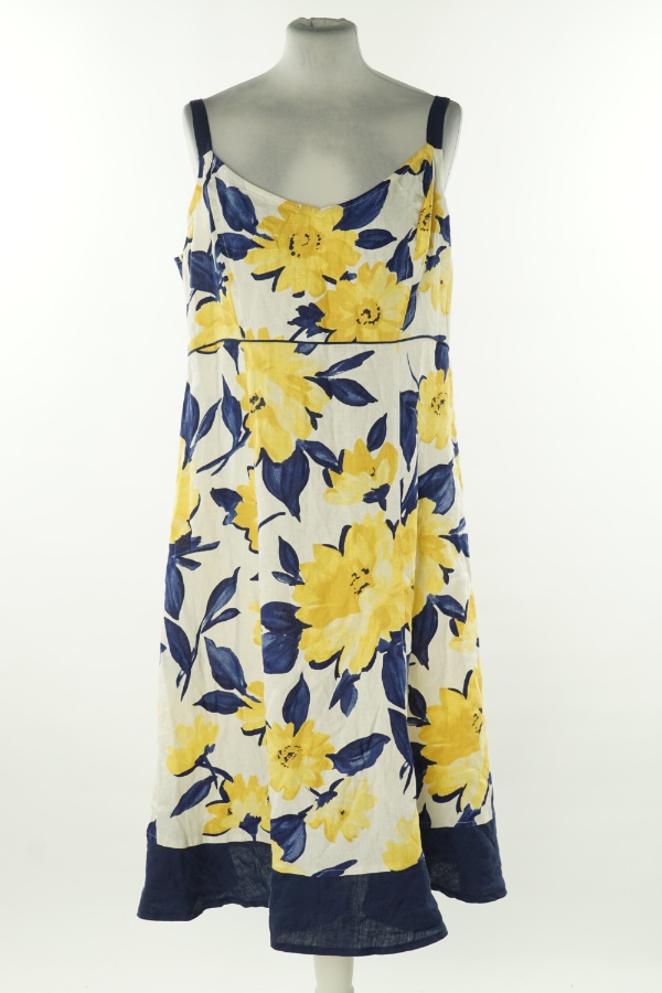 Sukienka biała w żółte kwiaty LNIANA - PER UNA zdjęcie 1