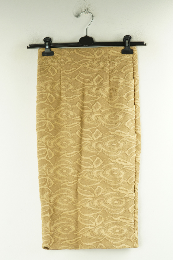 Spódnica musztardowa z koronkowym zdobieniem - BRAK METKI Z NAZWĄ PRODUCENTA zdjęcie 1