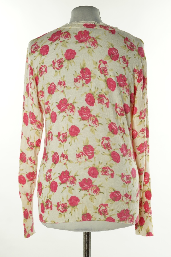 Kardigan biały w różowe kwiaty - SAVIDA zdjęcie 2